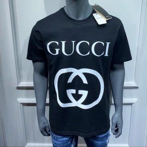 GUCCI MEN INTERLOCKING BLACK T'SHIRT XLARGE